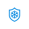 Blue shield logo featuring a snowflake, symbolizing winter protection and cold weather safety.